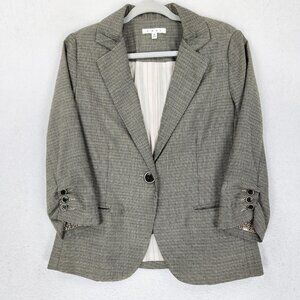 Cabi Jacket Womens 8 Brown Ruched 3/4 Sleeve One Button Barrister Blazer Career